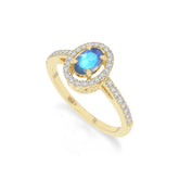 natural labradorite solitaire halo engagement rings in yellow gold vermeil